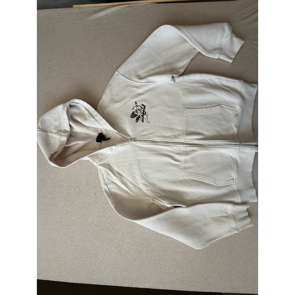 HM Royale Cherub Graphic Zip Up Hoodie Cream White Loose Fit Large